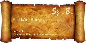 Szitár Bence névjegykártya